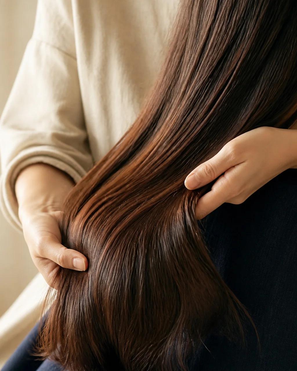 Tahi Hair artisan presenting finished Vietnamese hair